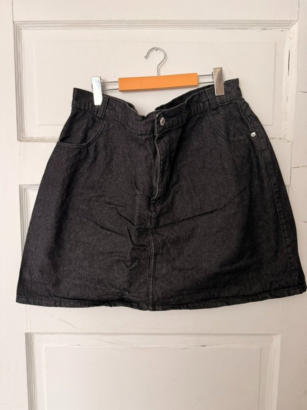 Wednesday’s Girl Black Denim Mini Skirt (Size UK 20)